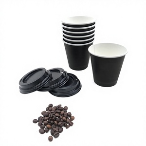 Gobelets en carton jetables de luxe pour café, 8 onces, épaissis, usage commercial, en stock, noirs, modèle monocouche <span class=keywords><strong>DW6</strong></span>, 1000 pièces - Product Image 1