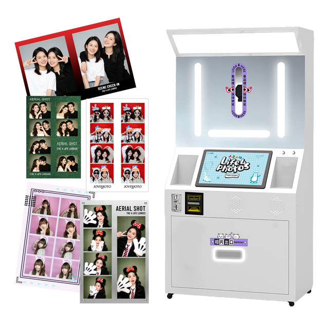 Customized Photobooth,Photo Booth Lifting Touch Screen Self Service Coin Operated Photo Booth Automatic Print Equipment