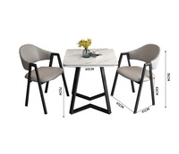 Ensemble de table à manger de luxe moderne en gros avec 2 chaises en cuir pour visiteurs, chaise d'hôtel, pieds en métal, plateau de table en bois, mobilier de maison