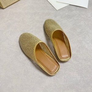 Mules plates en cuir véritable à empeigne en maille, style slip-on, respirantes, à bout fermé, demi-chaussons d'été 2026 pour femme, pour l'extérieur - Product Image 3