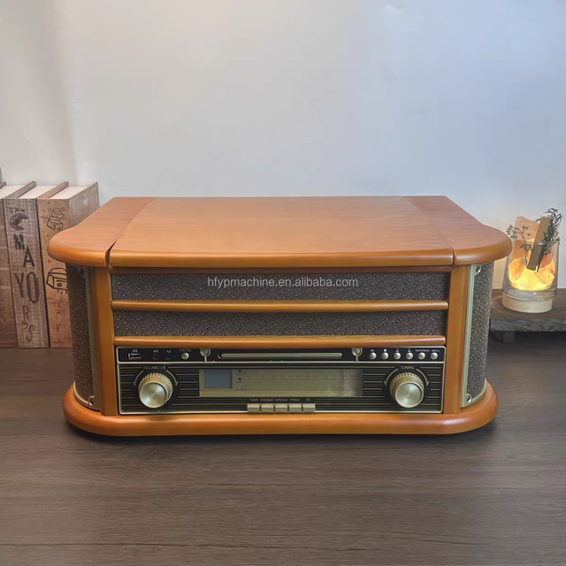 Gramophone with Recording LP CD Radio USB SD AUX Function Wooden Nostalgic Stereo Record Player Vinyl Turntables Player