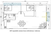 Maisons modulaires préfabriquées extérieures entièrement équipées, 3 chambres, 2 salles de bain, duplex à double aile, plans de maisons conteneurs de 40 pieds extensibles