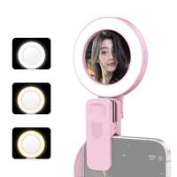 Mini Lumière d'Appoint Clipser pour Téléphone avec Miroir, Portable et Dimmable pour Vidéo, Streaming en Direct et Selfies