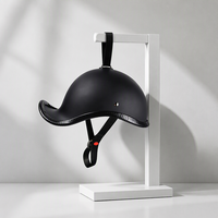 Casque de moto noir à face ouverte, casque rétro original