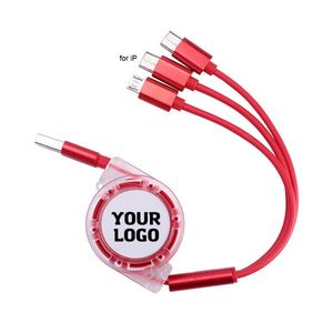 Câble de charge télescopique 3-en-1 à chargement rapide avec logo personnalisé – Nouveau produit promotionnel en gros - Product Image 1