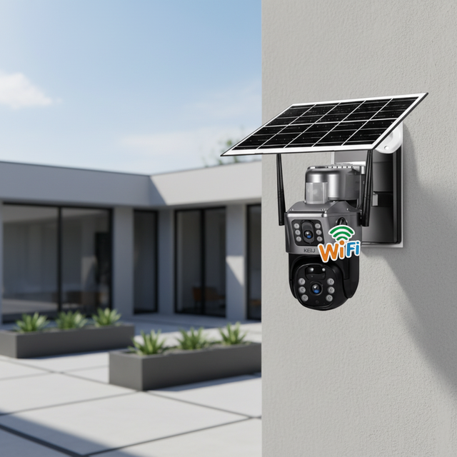 Security Camera Solar Outdoor Night Vision Motion Detection Long Range PTZ Surveillance 4MP WiFi/4G Cloud Storage CMOS Sensor
