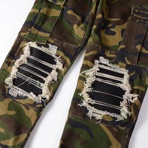 High street moda multi-bolso patch <span class=keywords><strong>jeans</strong></span> <span class=keywords><strong>camo</strong></span> ao ar livre rasgado esticar pernas magras homens - Product Image 4
