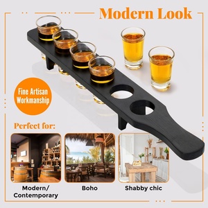 HOMEX | Plateau de service en bois pour verres à liqueur, support en bois pour verres à liqueur Tequila pour <span class=keywords><strong>restaurant</strong></span> sans verres - Product Image 6