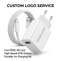 Chargeur rapide pour téléphone 67W avec câble USB de 1 m, kit multi-protocoles QC3.0, logo personnalisé, chargeur à protocole complet, charge rapide