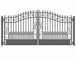 Vente flash Porte de jardin en fer forgé, Entrée de villa européenne, Galvanisé antirouille, Taille personnalisée, Direct usine - Product Image 1