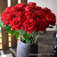 Rose artificielle en velours de haute qualité à tige unique pour la Saint-Valentin, la décoration de la maison et de mariage, fleur artificielle durable au toucher mural
