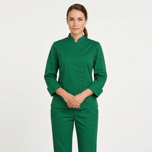 Uniforme de chef professionnel 100% coton à manches longues unisexe, vente en gros, respirant, pour cuisine, restaurant, hôtel, vêtements de travail - Product Image 1