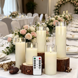 Bougie LED en verre à piles, bougie sans flamme réaliste à effet vacillant pour mariage, Noël, <span class=keywords><strong>Halloween</strong></span>, anniversaire, décoration de la maison - Product Image 3