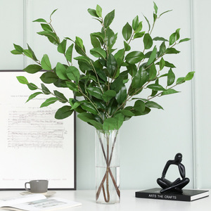 Plante artificielle de laurier, 5 branches, vert et violet, décoration de bureau intérieure, feuilles hautement réalistes - Product Image 2