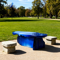 Table basse moderne européenne personnalisable en fibre de verre bleue, durable, avec design de couleur personnalisable, pour salon
