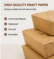 Boîte alimentaire rectangulaire en papier kraft, auto-élevante, pliable, écologique, pour plats à emporter, avec insert éponge, imperméable et résistante à l'huile, pour buffet