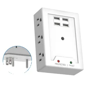 New Low moq USB Wall Charger Socket Surge Protector 6 way Extender with 4 USB Charging Ports with Light