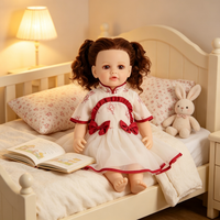 Poupée réaliste en vinyle de 22 pouces, avec des cheveux bouclés et une double queue de cheval, et un pyjama rose, cadeau de fête d'anniversaire pour les petites filles