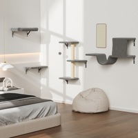 Promotion : Arbre à chat mural en bois avec griffoir en sisal et maisonnette pour chat, structure d'escalade multifonctionnelle moderne pour chat, montage facile