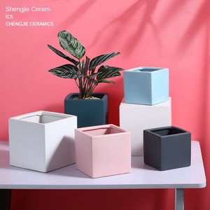 Nordique nordique pour Pot de fleur carré grand <span class=keywords><strong>Cactus</strong></span> charnu créatif Simple <span class=keywords><strong>en</strong></span> céramique <span class=keywords><strong>vert</strong></span> Rose bonsaï ornement de maison - Product Image 2