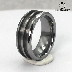 <span class=keywords><strong>8mm</strong></span> Vòng vonfram cổ điển khoảng trống unisex nhiều mặt cạnh với bóng sáng bóng cho gỗ Opal Tự làm <span class=keywords><strong>Inlay</strong></span> - Product Image 2