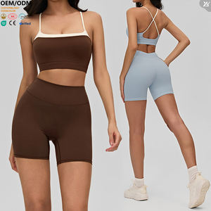 XW-DWC516183 Sujetador deportivo color block para mujer, cuello cuadrado, espalda cruzada, almohadillas extraíbles, top corto para <span class=keywords><strong>yoga</strong></span>, gimnasio y running - Product Image 1