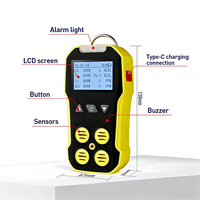 Detector Multigas de Tipo Difusión CO O2 H2S CH4 LEL con Sensor de Gas y Batería Recargable