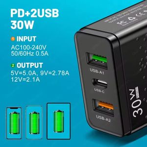 US/EU <b>Socket</b> Fast Charger Quick Charge 30W QC3.0 Dual <b>USB</b> Charging Port Type C Charger <b>USB</b>-C Charger - Product Image 2