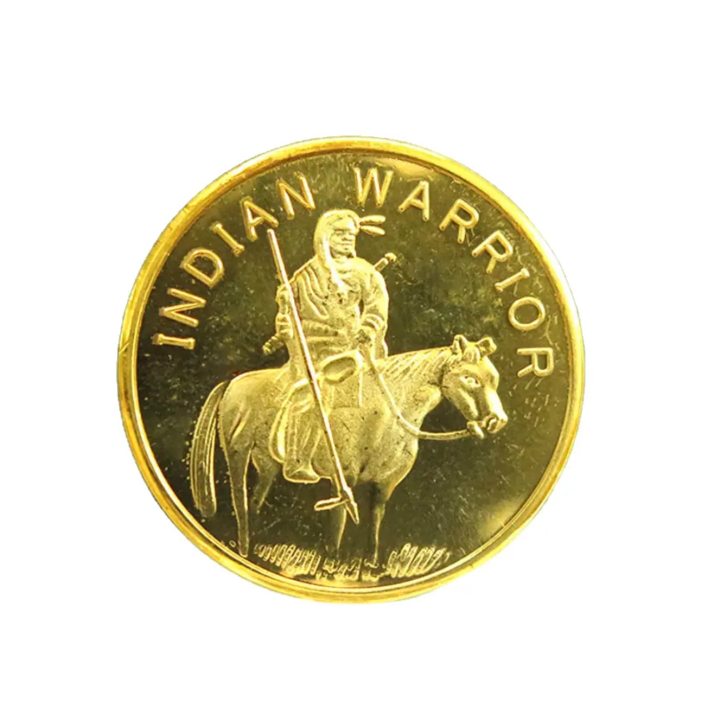 1/2 oz .100 Mills Gold Plated Brass Round 3 Coins Indian Warrior Artikel 2 von 3 Runde Münze B69