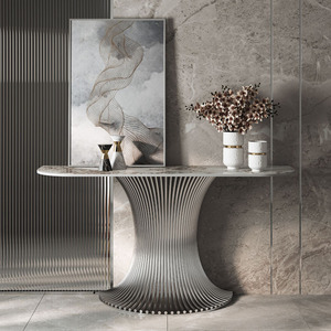Mesa Consola Clásica <span class=keywords><strong>de</strong></span> Metal Dorado para Sala <span class=keywords><strong>de</strong></span> Estar, Mesa Auxiliar Moderna para <span class=keywords><strong>Pasillo</strong></span>, Mueble <span class=keywords><strong>de</strong></span> Exhibición para el Hogar - Product Image 6