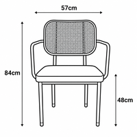 Silla de Comedor de Estilo Moderno de Mediados de Siglo, con Patas de Metal Negro TB21 y Tejido de Mimbre Vintage, Venta Directa de Fábrica al Por Mayor