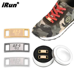 iRun OEM Alloy Hardware Shoelace Charms Buckle Custom Shoe Metal Tag Shoe Laces Lock Rectangle Shoelace Buckle Laces Dubrae