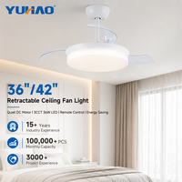 Ventilateur de plafond LED rétractable silencieux BLDC 36/42 pouces avec lumière, pour intérieur, maison, enfants, salon, chambre, réglable en intensité, fabrication OEM/ODM