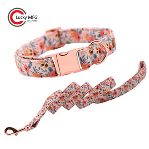Conjunto ajustable de collar y correa para cachorros para niñas con pajarita floral para perros pequeños, medianos y grandes - Product Image 1