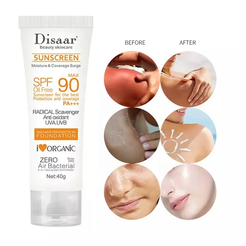 Disaar Sunscreen Moisture SPF90+ PA+ Skin UV Protection Oil Free Coverage Sunblock Cream