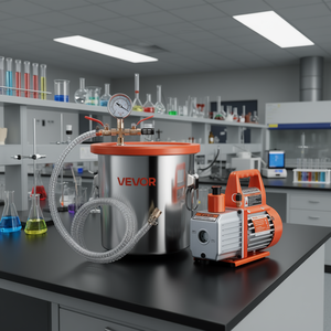 Bomba de Vacío Vevor de una Etapa, 3.5 CFM, con Cámara de Desgasificación de Acero Inoxidable de 3 Galones, Kit de Laboratorio - Product Image 2