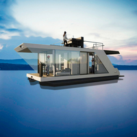 Maison flottante de luxe, yacht, hôtel préfabriqué en conteneur, maison sur l'eau, maison flottante préfabriquée solaire