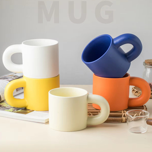 Prezzo di fabbrica logo personalizzato regalo di tè bianco latte caffè Eco ceramica ceramica tazze di grasso manico tazza di caffè per caffè stampa - Product Image 1