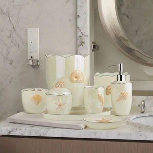 Juego de Accesorios de Baño de Porcelana Perlada con Tema Marino para Hotel de Lujo, Incluye Portacepillos de Dientes, Juego de Baño de Cerámica - Product Image 6