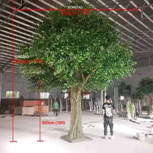 Qualität hellgrün künstliche große Banyan Ficus Baum künstliche Eiche Zweige und Blätter