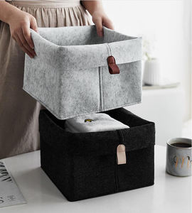 Caja de almacenamiento de fieltro de color gris y negro de diseño clásico para uso diario en el hogar/Oficina - Product Image 6