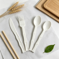 Ensemble individuel de fourchette, couteau et cuillère en CPLA de 6,5 pouces, robuste, compostable, biodégradable, résistant à la chaleur, à base de plantes, OEM en vrac
