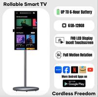 Téléviseur intelligent Android 24/27/32 pouces, téléviseur intelligent sans fil rechargeable portable avec support, écran tactile défilable à bas prix