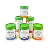 Vente en gros de boîte de suppléments biodégradables de luxe impression de cadeau personnalisé boîte d'emballage de poudre de capsule de papier d'artisanat couvercle facile à décoller