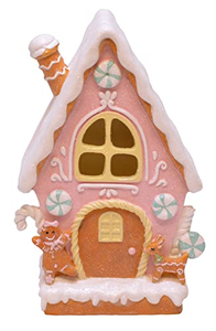 Pink Resin <b>Gingerbread</b> House <b>Christmas</b> <b>Decoration</b> 2026 Lighted LED Hand-painted CE Certified <b>Christmas</b> Village Houses - Product Image 3