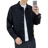 Jaket pakaian kerja pria Retro trendi merek, jaket musim gugur kancing depan musim semi kasual ODM kerah reversibel desain baru dengan gaya Amerika