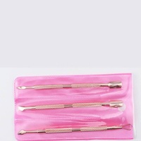 Kit d'outils de manucure et pédicure portable en acier inoxydable de luxe 3 en 1 : cuillère à cuticules, pousse-cuticules, coupe-ongles