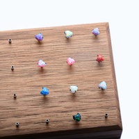 Pendientes de titanio G23 con ópalo de cuatro puntas, rosca interna, en forma de corazón, de colores, para la oreja, labio o cartílago, accesorio superior.