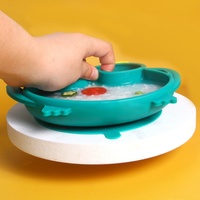 Nouvelle assiette d'alimentation pour enfants motif hibou, vaisselle pour nourrissons, assiette en silicone de qualité alimentaire, assiette à ventouse divisée pour bébé