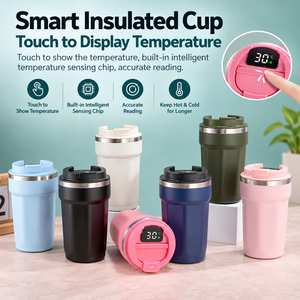 Vaso Térmico Inteligente de 380 ml con Doble Tapa LED, Taza de Viaje Aislada de 510 ml, Tazas de Café Personalizadas, Vasos de Metal de 25 oz, Antiderrames - Product Image 4